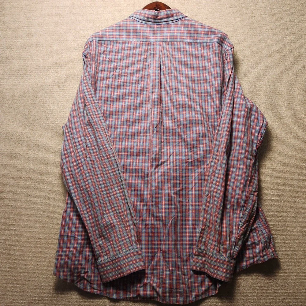 Polo Ralph Lauren Button Down Mens XL Red Blue Plaid Long Sleeve Pony Logo Shirt